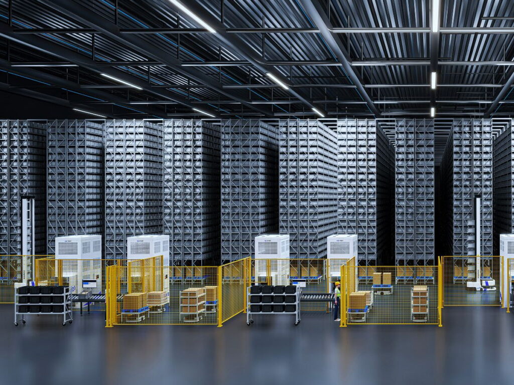 HaiPick System 2 workstations handling palletised and bulk goods alongside totes
